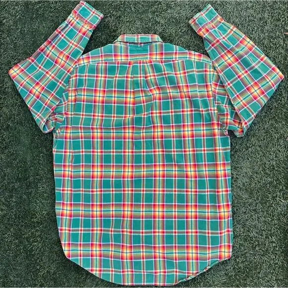 Vtg Ralph Lauren Tartan Plaid Button Down Long Sleeve Oxford Shirt RARE COLOR L - Picture 8 of 8